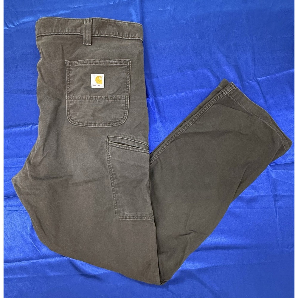 Carhartt Mens 42x34 Relaxed Fit Rugged Flex Canvas Utility Work Pants Dark Gray